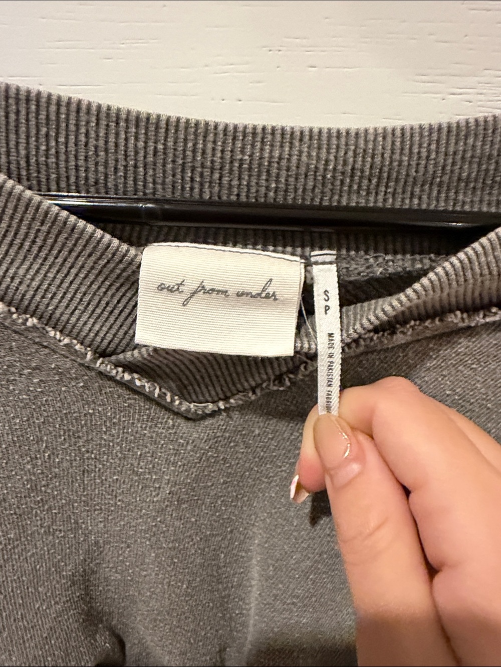 Urban Outfitters Washed Gray Cropped Pullover with Ruched Back - Picture 3 of 3